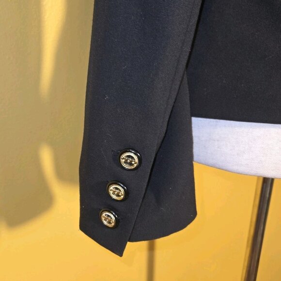 Cache Black Tuxedo 12 Silk Trim Jacket Lined Classic Blazer Womens Single Breast - Picture 4 of 12